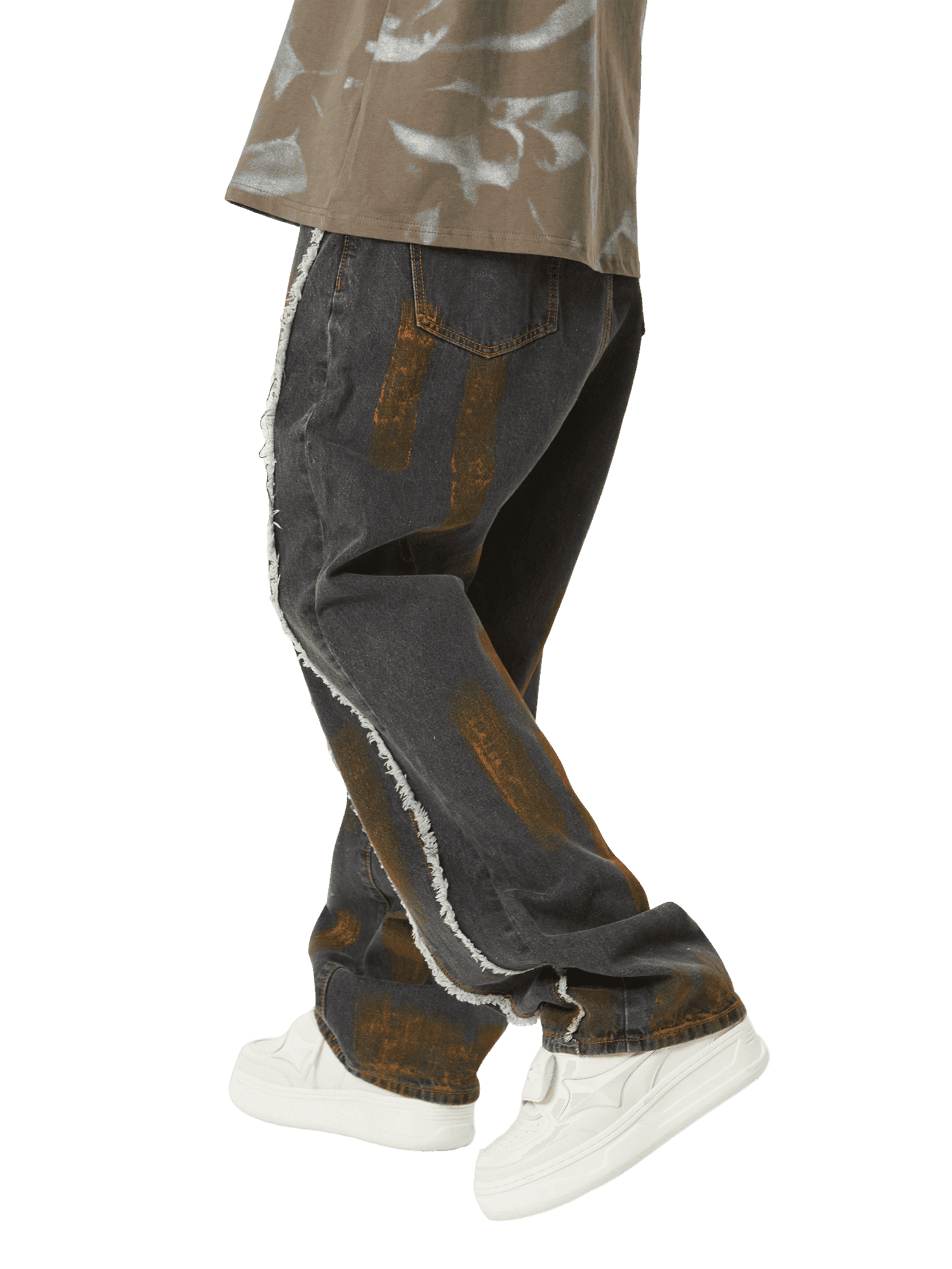 Tntwear American Street Style Spray Painted Fur Jeans - 2052 - tntwear1