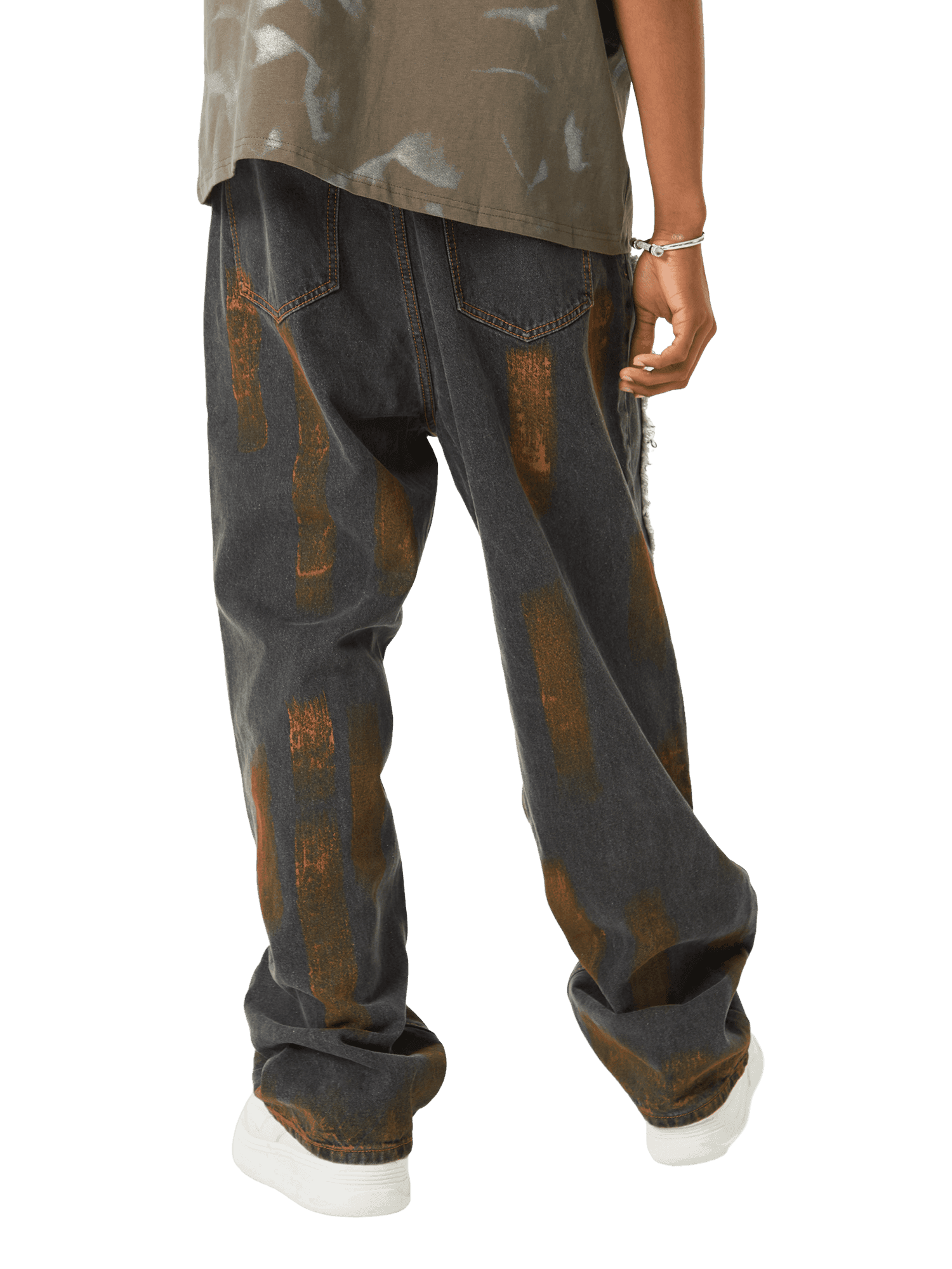 Tntwear American Street Style Spray Painted Fur Jeans - 2052 - tntwear1