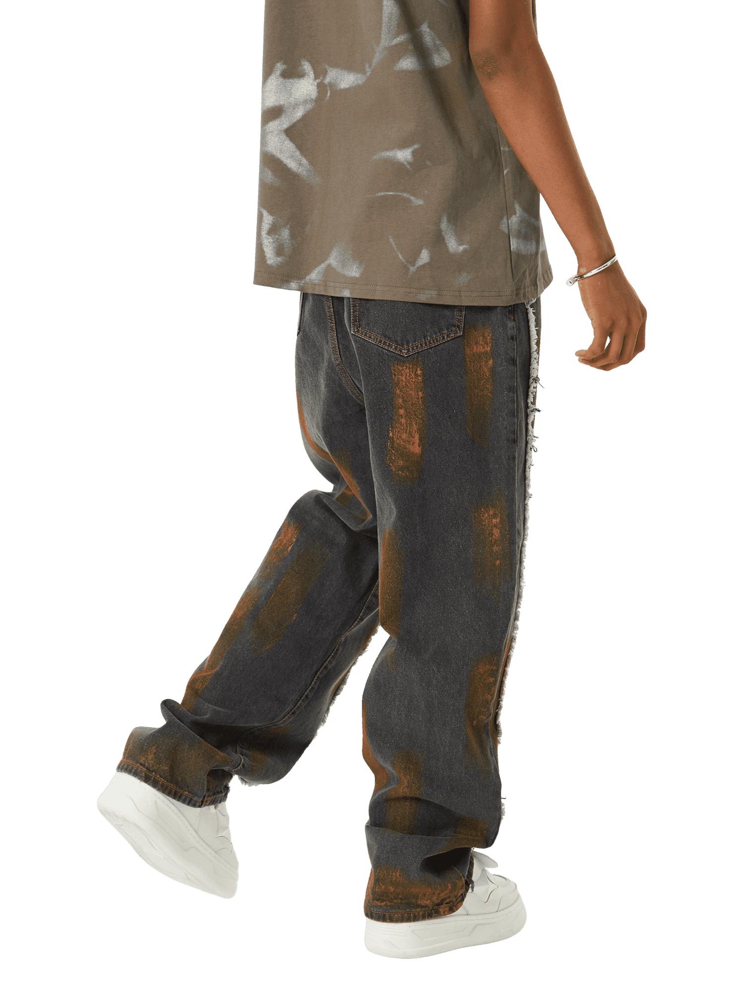 Tntwear American Street Style Spray Painted Fur Jeans - 2052 - tntwear1