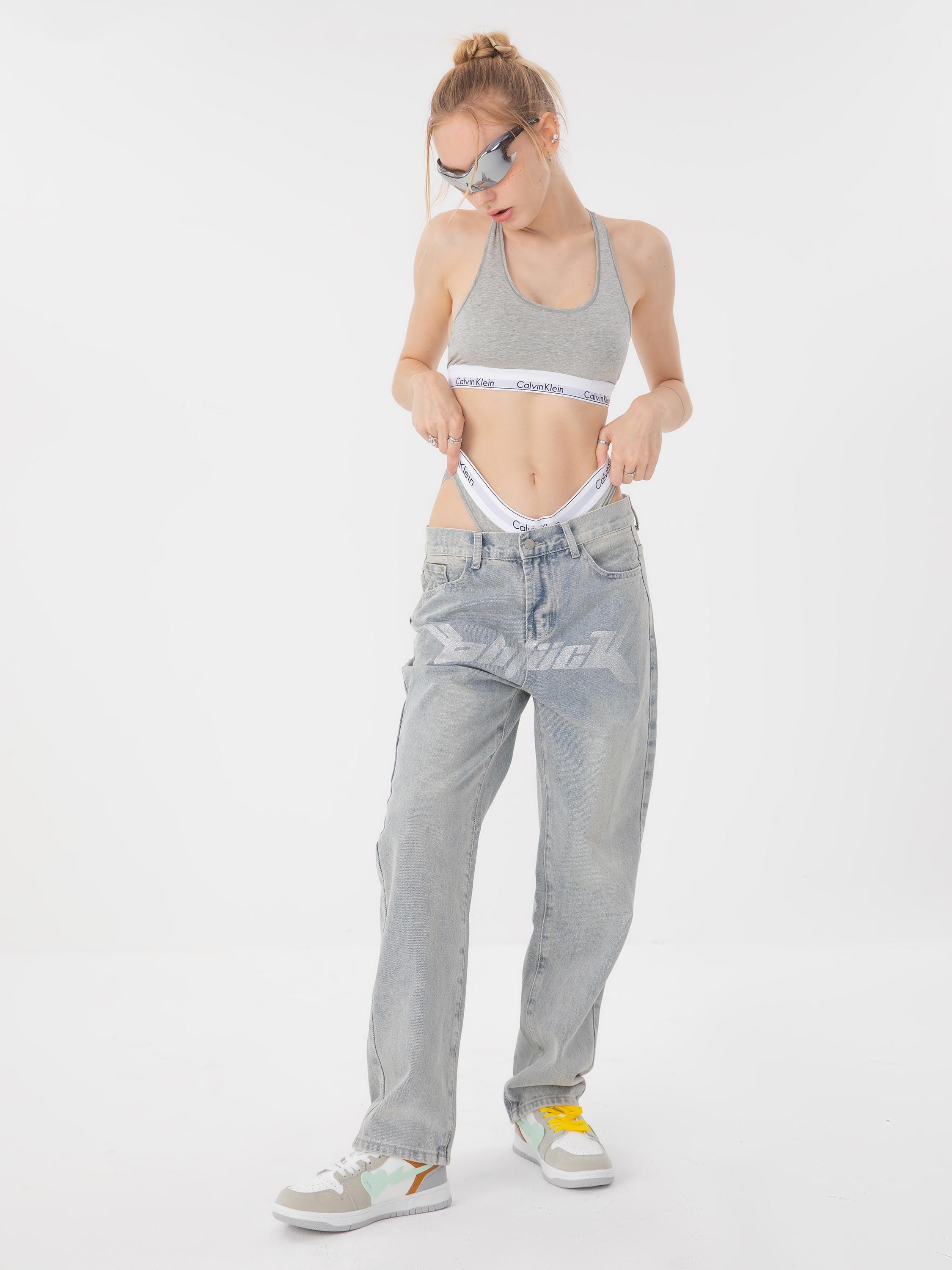 1984 Dark Letter Print Jeans - tntwear1