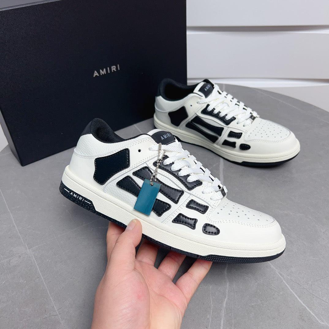 AMR Skel Top Low White and Black Sneakers-145 - tntwear1