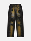 1984 Hip-hop Washed Distressed Loose Spray-dyed Jeans - tntwear1