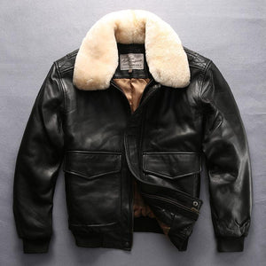 Sheepskin Jacket Casual Aviation Flight Suit Leather Jacket - tntwear1