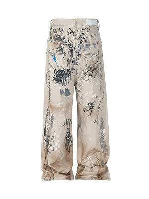 Tntwear Hand-painted Graffiti Baggy Jeans - 1885 - tntwear1