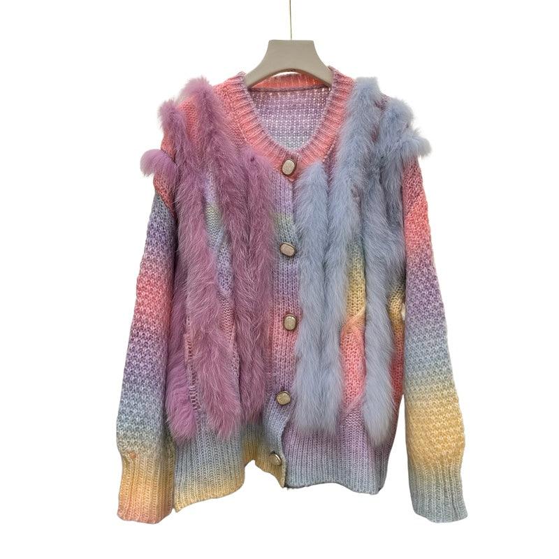 Women Striped Knitted Cardigan Outwear - tntwear1