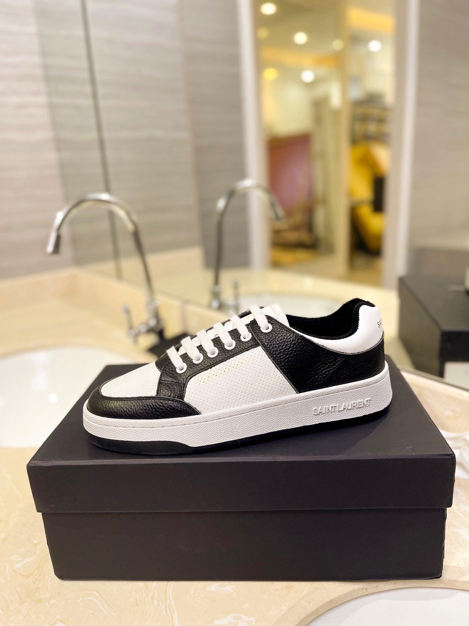 VSL Black and White Leather Sneakers-167 - tntwear1