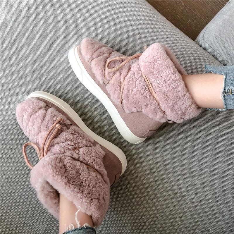 FEDONAS Sweet Women Wool Cow Suede Ankle Boots Female Big Size Snow Boots Dancing Casual Shoes Woman Newest Flats Platform Boots - tntwear1