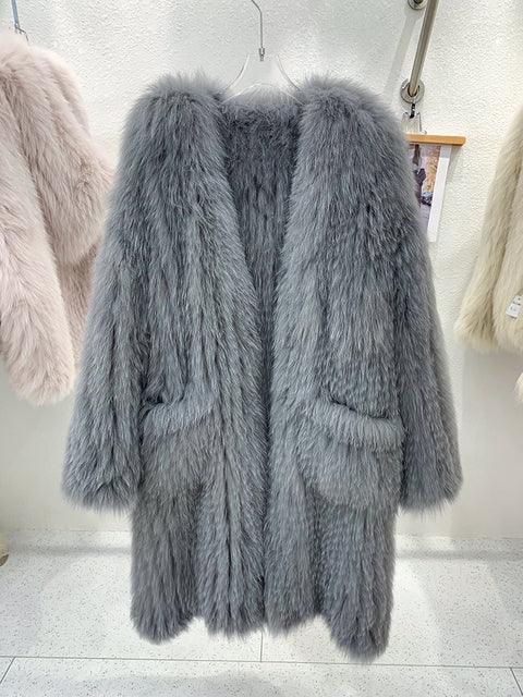 Fox Fur Knited Coat Women Winter High Quality Luxury Fur Jacket - tntwear1