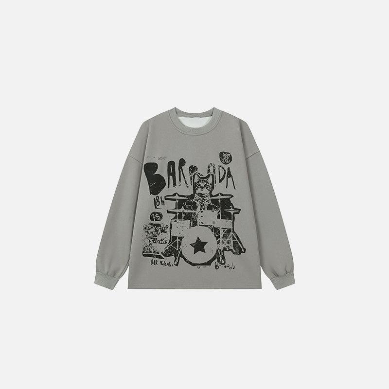 Rockstar Cat Drummer Sweatshirt - tntwear1