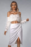 Damyia Feather Mini Top with Ruche Skirt Set