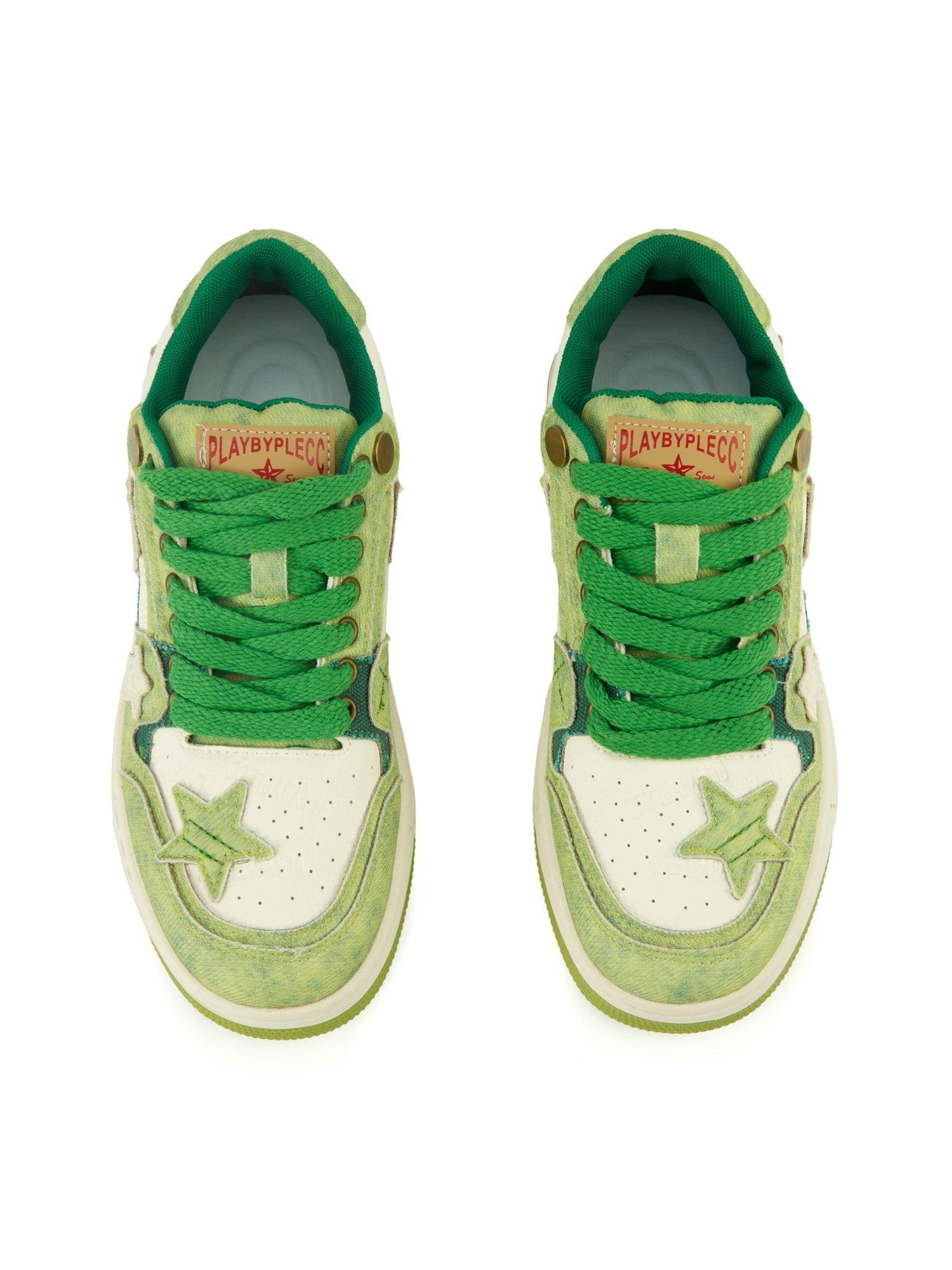 Avocado Green Star Chunky Sneakers - tntwear1