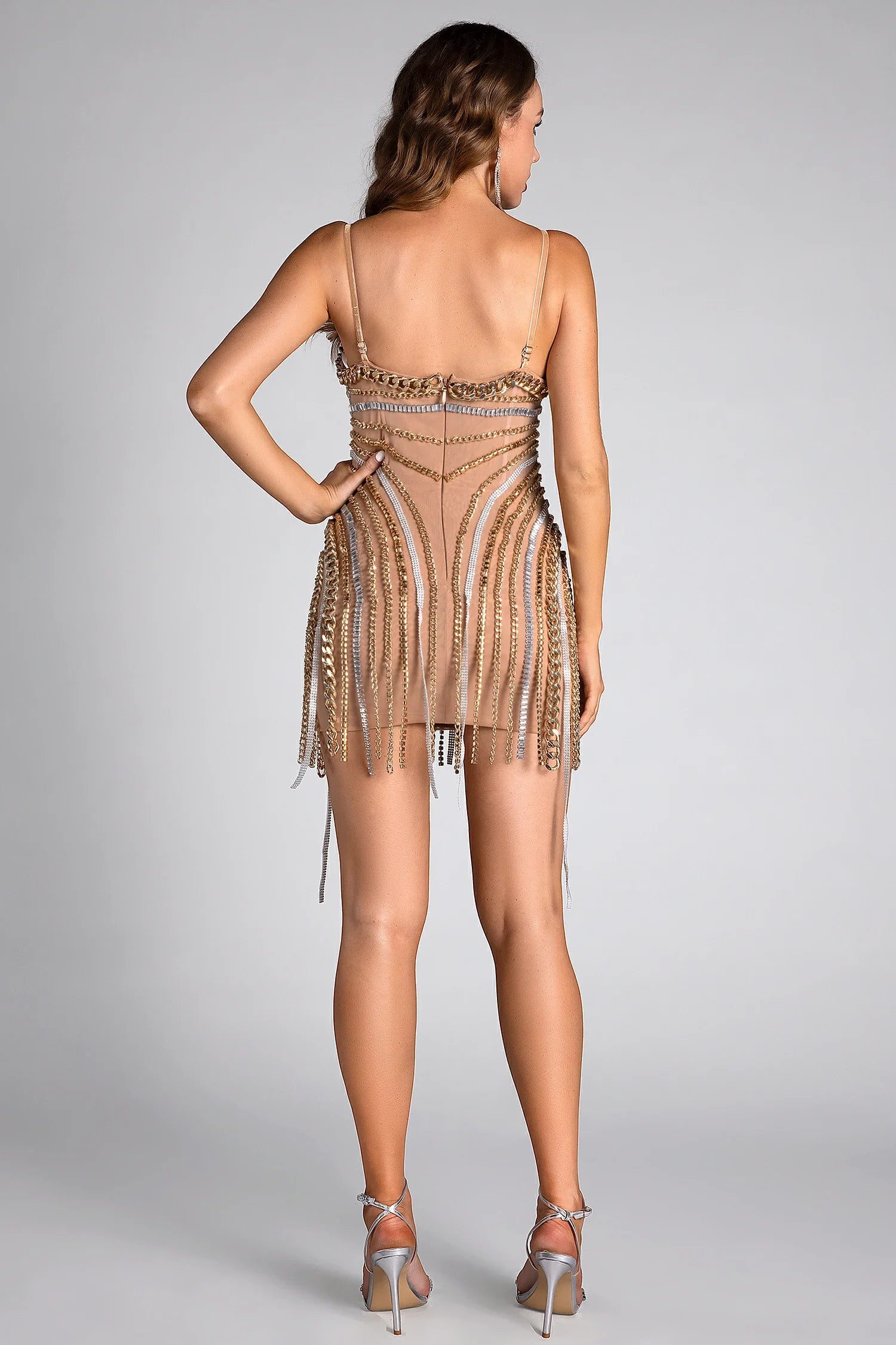 Victoria Concert Rhinestone Fringe Mini Dress