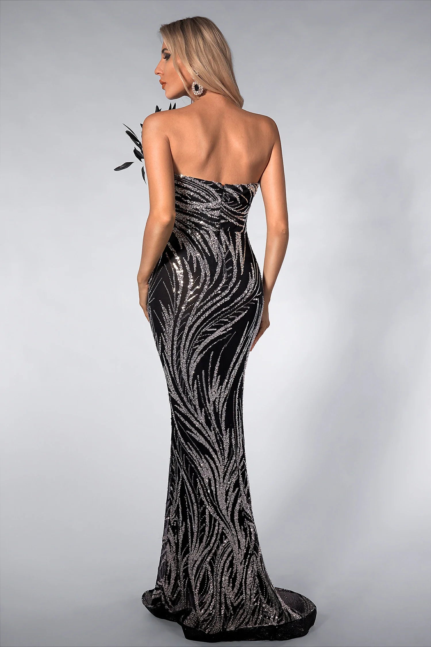 Damani Sequin Corset Feather Dress