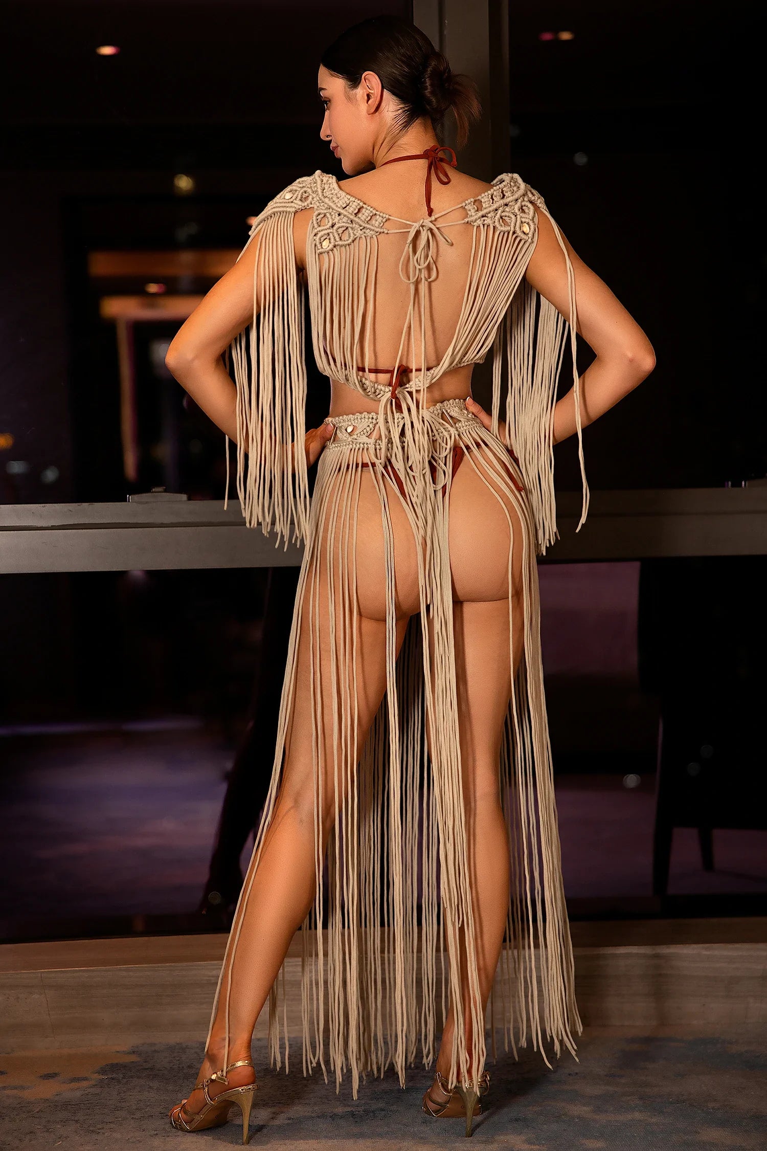 Barbouli Bohemian Fringe Two-piece Cover Up Skirt Set