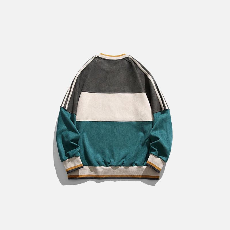 Loose Patchwork Sports Sweatshirt - tntwear1