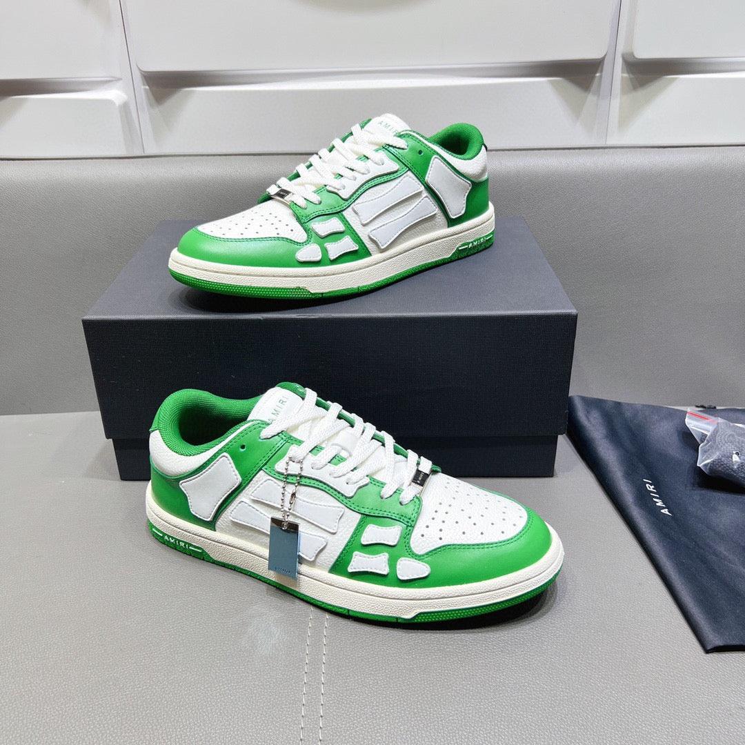 AMR Skel Top Low White and Green Sneakers-154 - tntwear1