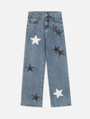 1984 American Vintage Five-pointed Star Patch Embroidered Jeans Loose Straight-legged Pants -1439 - tntwear1