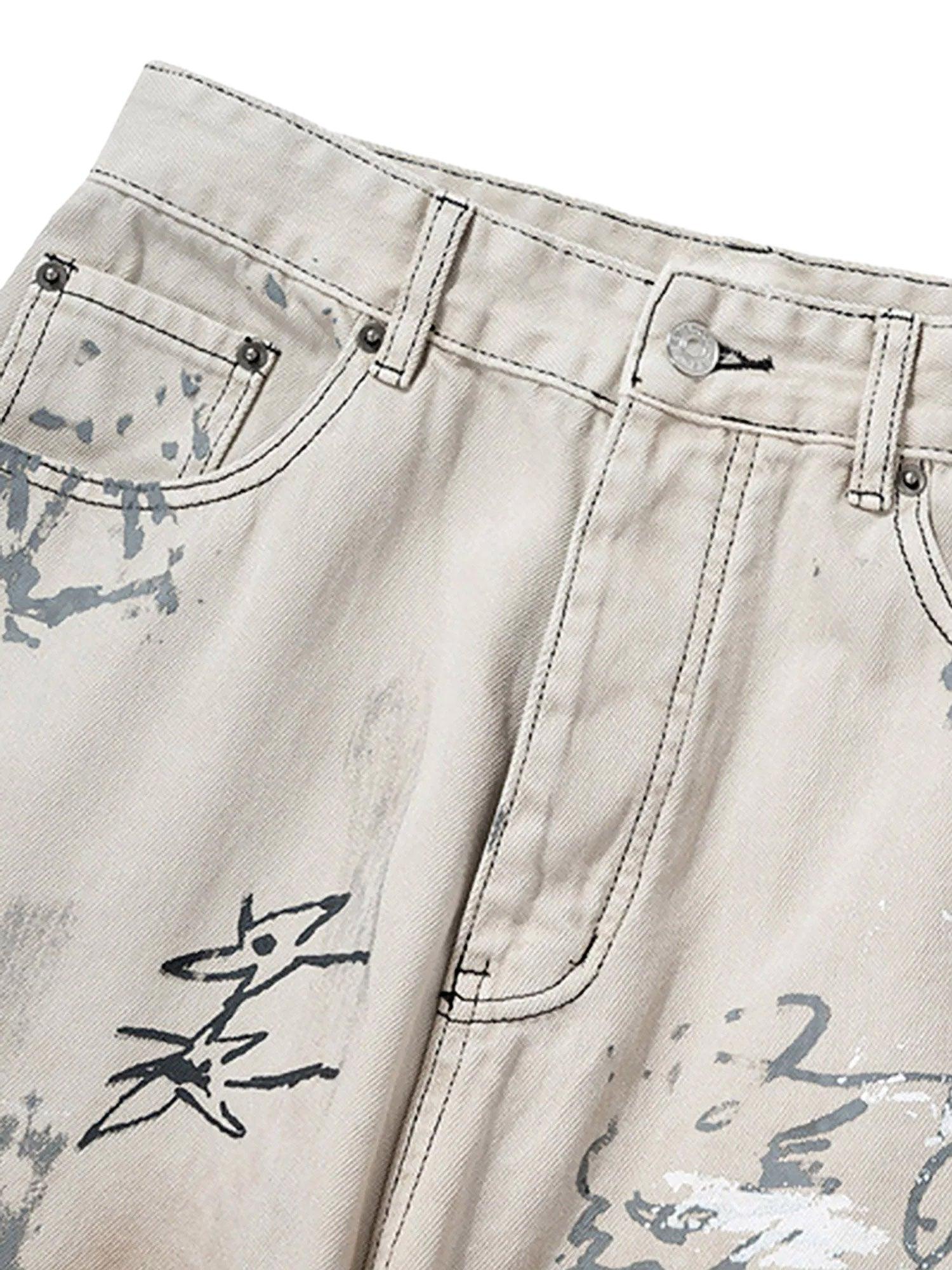 Tntwear Hand-painted Graffiti Baggy Jeans - 1885 - tntwear1