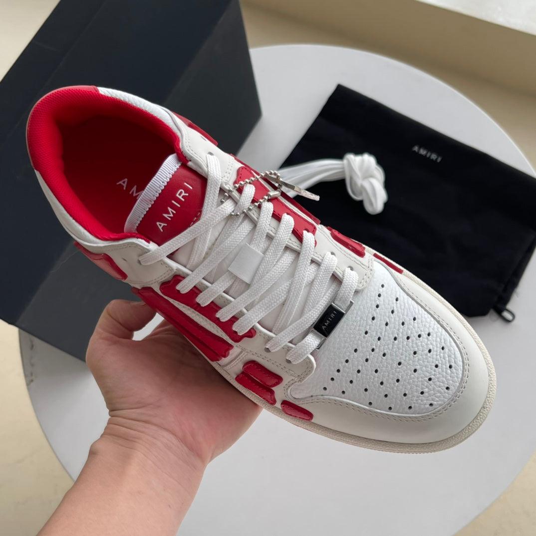 AMR Skel Top Low Red and White Sneakers-193 - tntwear1