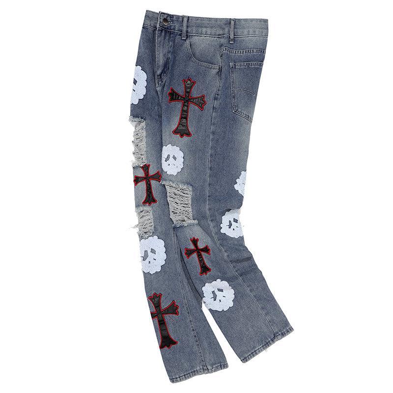 1984 Distressed Jeans Chrome Heart Ghost - tntwear1