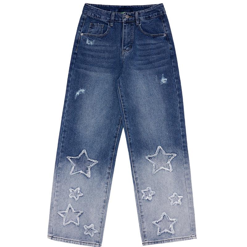 1984 Gradient Jeans Fringed Stars - tntwear1