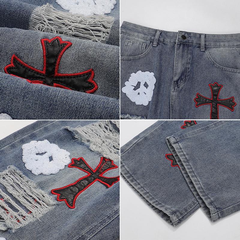 1984 Distressed Jeans Chrome Heart Ghost - tntwear1