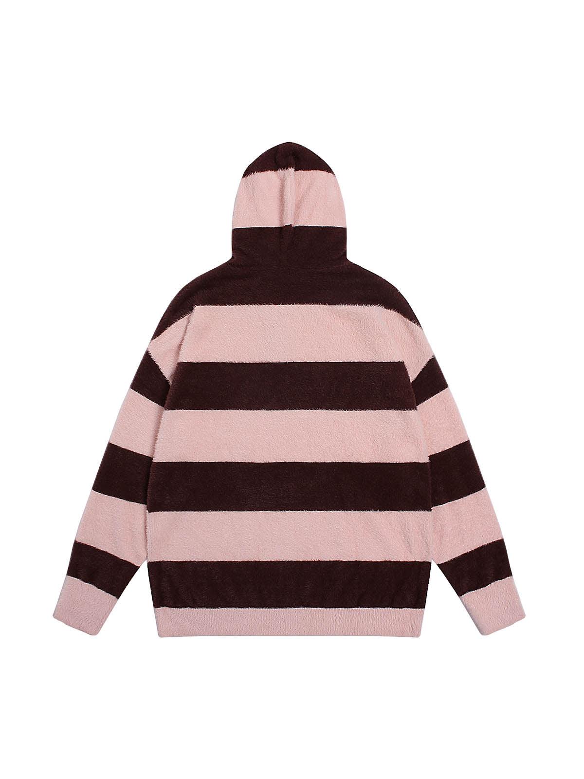 Tntwear Jacquard Knit hooded Striped Sweater