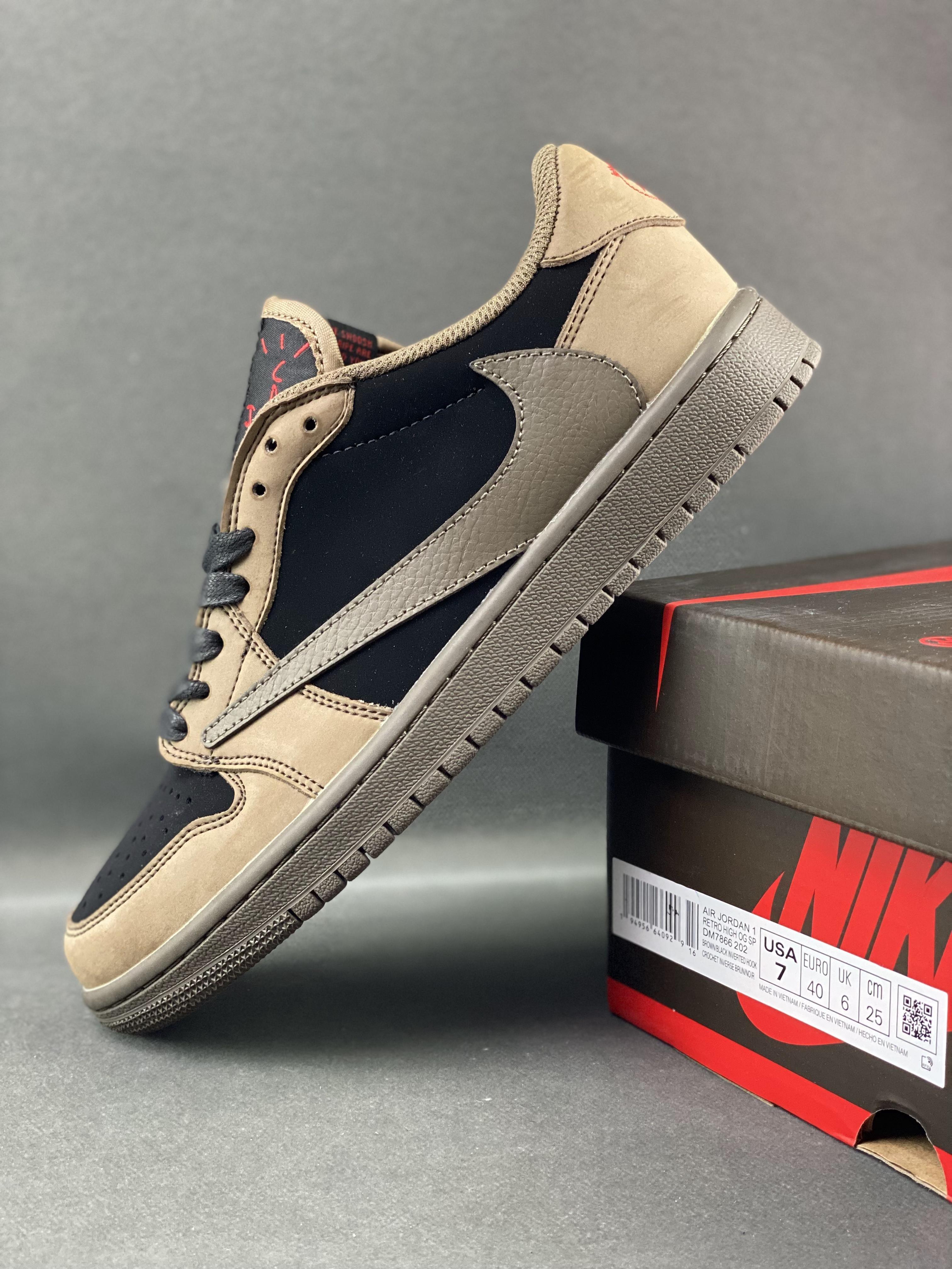 Custom Travis Scott x Air Jordan 1 Low Velvet Brown - tntwear1