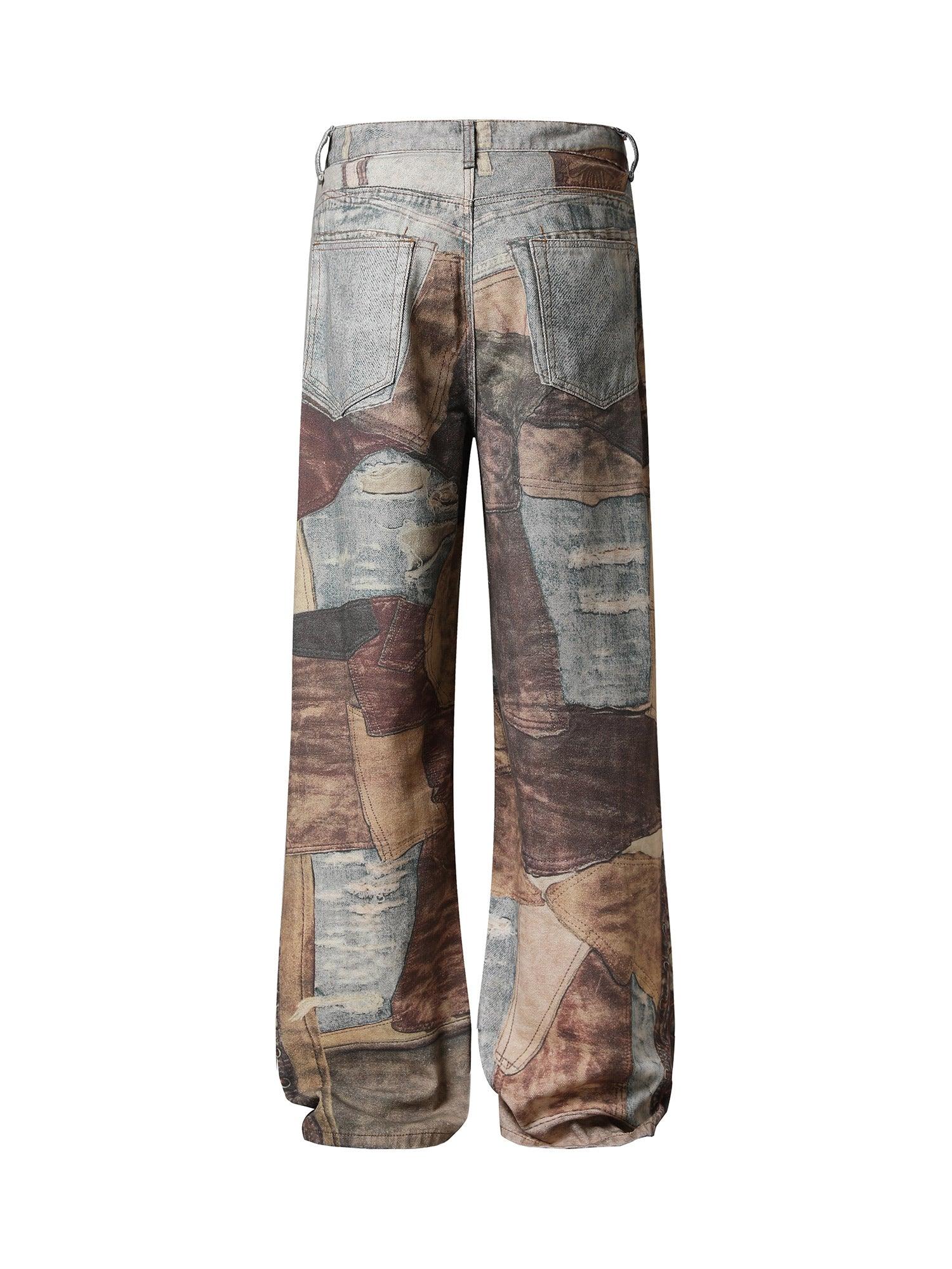 Tntwear High Street Distressed Washed Printed Jeans - tntwear1