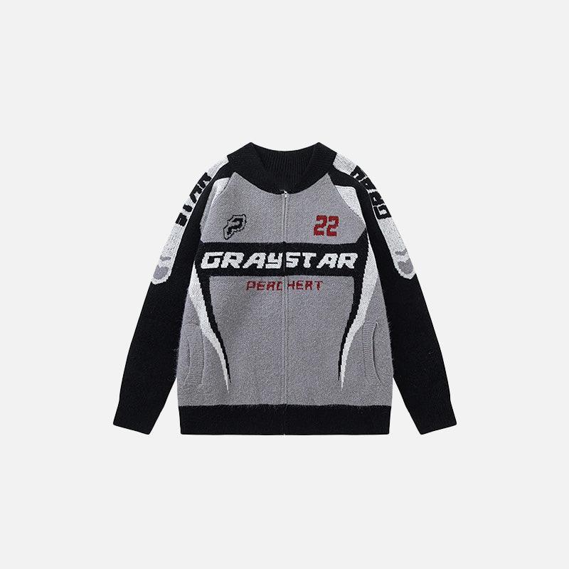 Turbo Drive Gray Star Sweater - tntwear1