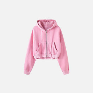 Women's Fleece Zip-up Cropped Hoodie - tntwear1