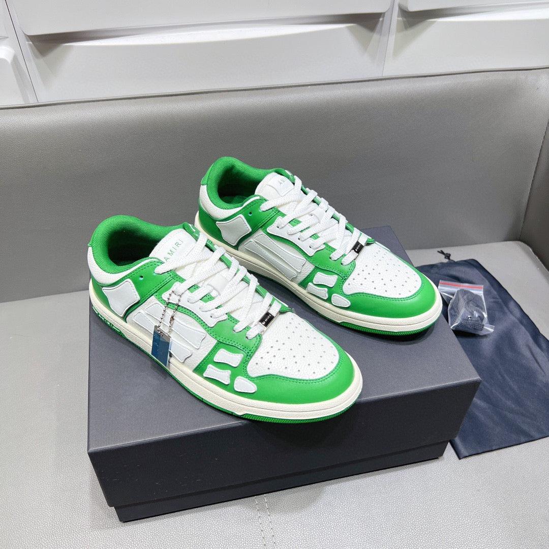 AMR Skel Top Low White and Green Sneakers-154 - tntwear1