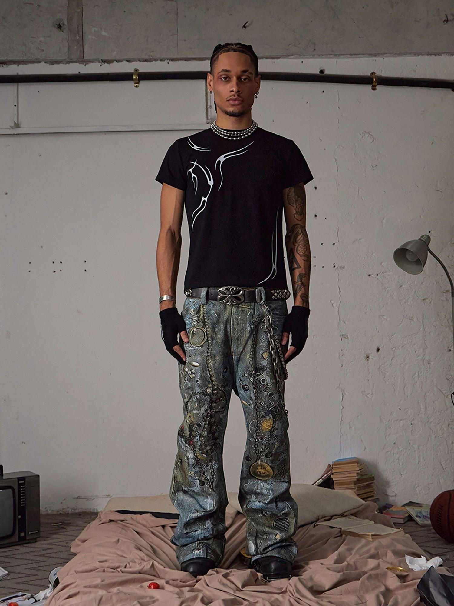 Tntwear Graffiti BORO Destruction Chain Jeans - 2110 - tntwear1