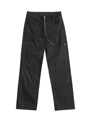 Tntwear Street Hip-Hop Structure Zipper Design Washed Jeans - tntwear1