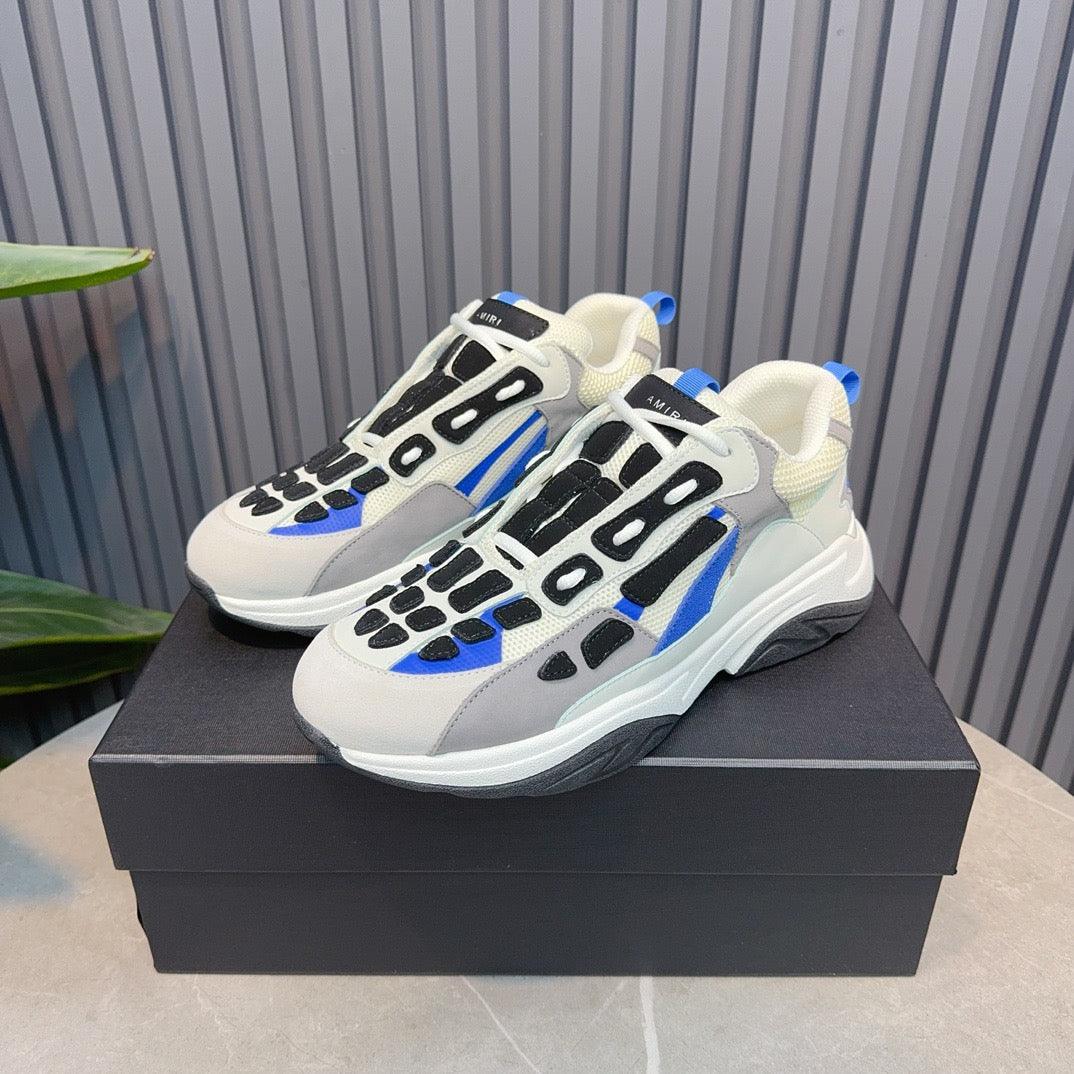 AMR Black, Blue & White Bone Runner Sneakers -062 - tntwear1