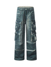 Tntwear Gradient Dip Dye Wash Multi-Pocket Cargo Jeans - tntwear1