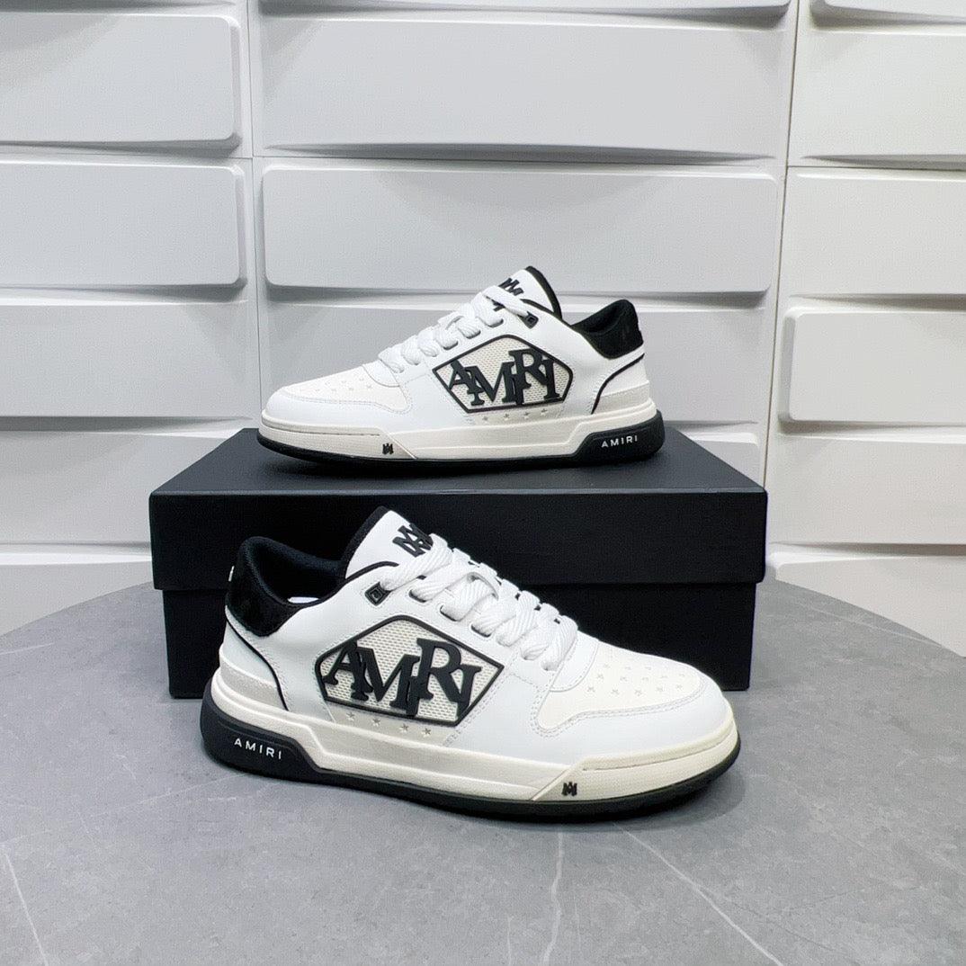 AMR Classic Low White and Black Sneakers-126 - tntwear1