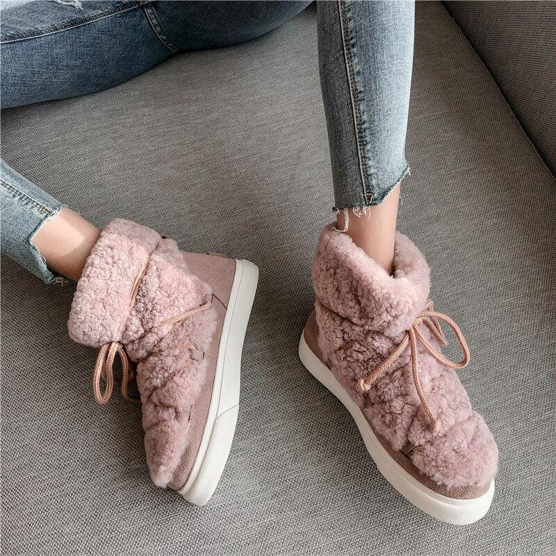 FEDONAS Sweet Women Wool Cow Suede Ankle Boots Female Big Size Snow Boots Dancing Casual Shoes Woman Newest Flats Platform Boots - tntwear1