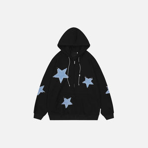 Star Patches Cotton Zip-up Hoodie - tntwear1