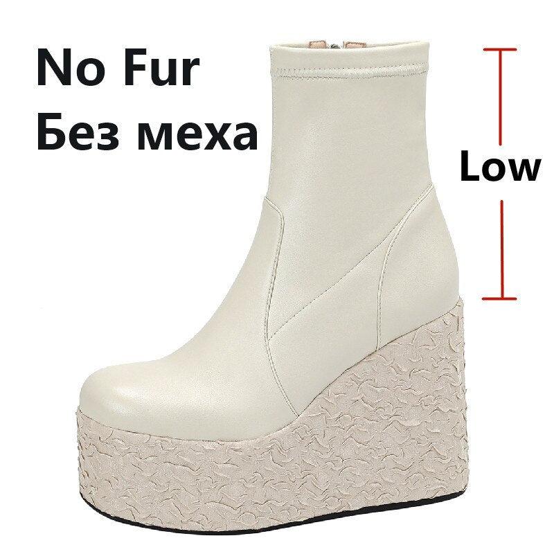 Newest Women Ankle Boots Autumn Winter Fashion Punk Style High Platforms Wedges Heels Shoes Party Night Club - tntwear1