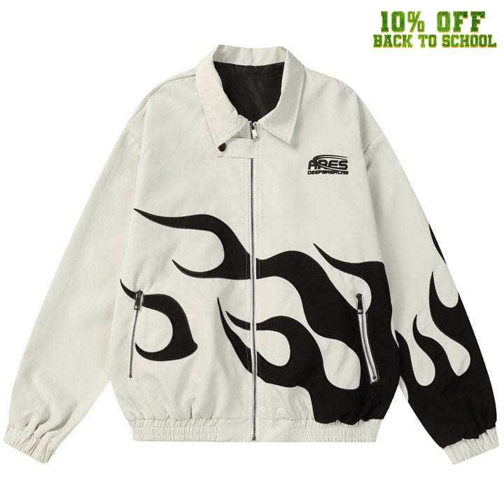 Tntwear® Y2K Varsity Jacket Flame Print - tntwear1