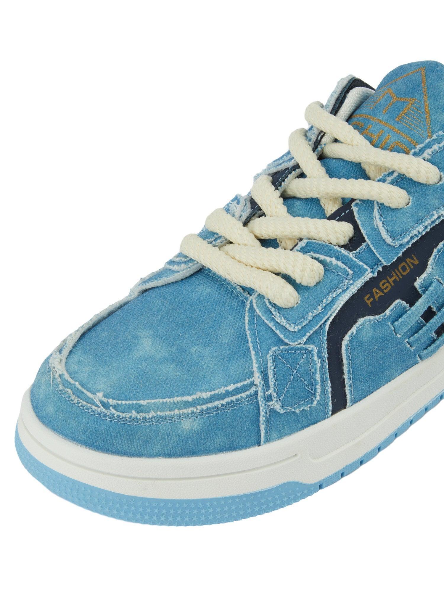 Shredded Denim Patchwork Sneakers - Tntwear