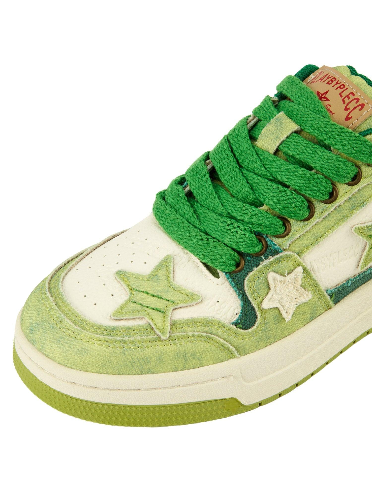 Avocado Green Star Chunky Sneakers - tntwear1