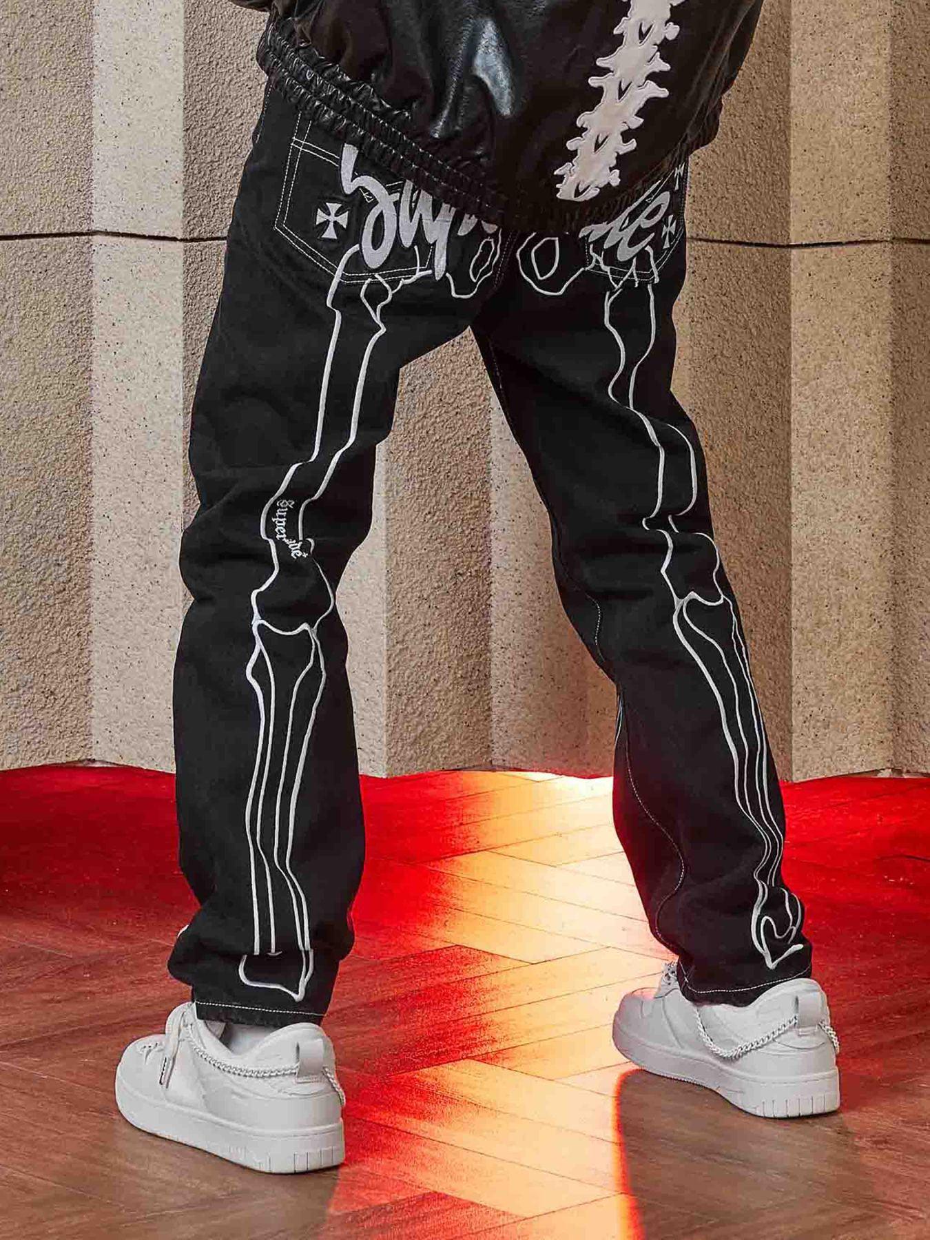 1984 Hip Hop Bones Embroidered Jeans - 1859 - tntwear1