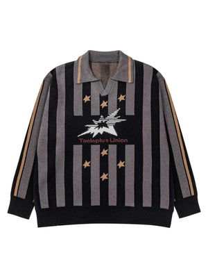 Tntwear Striped Star Jacquard Knit Sweater