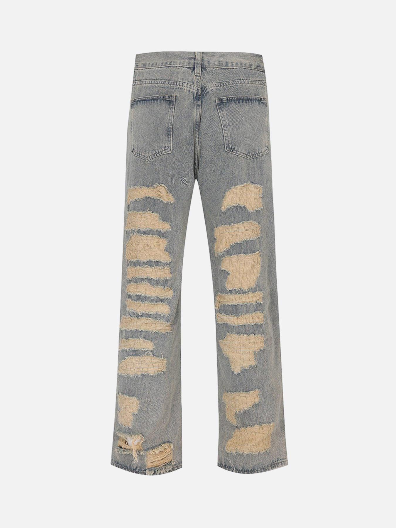 1984 American Street Style Ripped Embroidered Jeans - 1617 - tntwear1