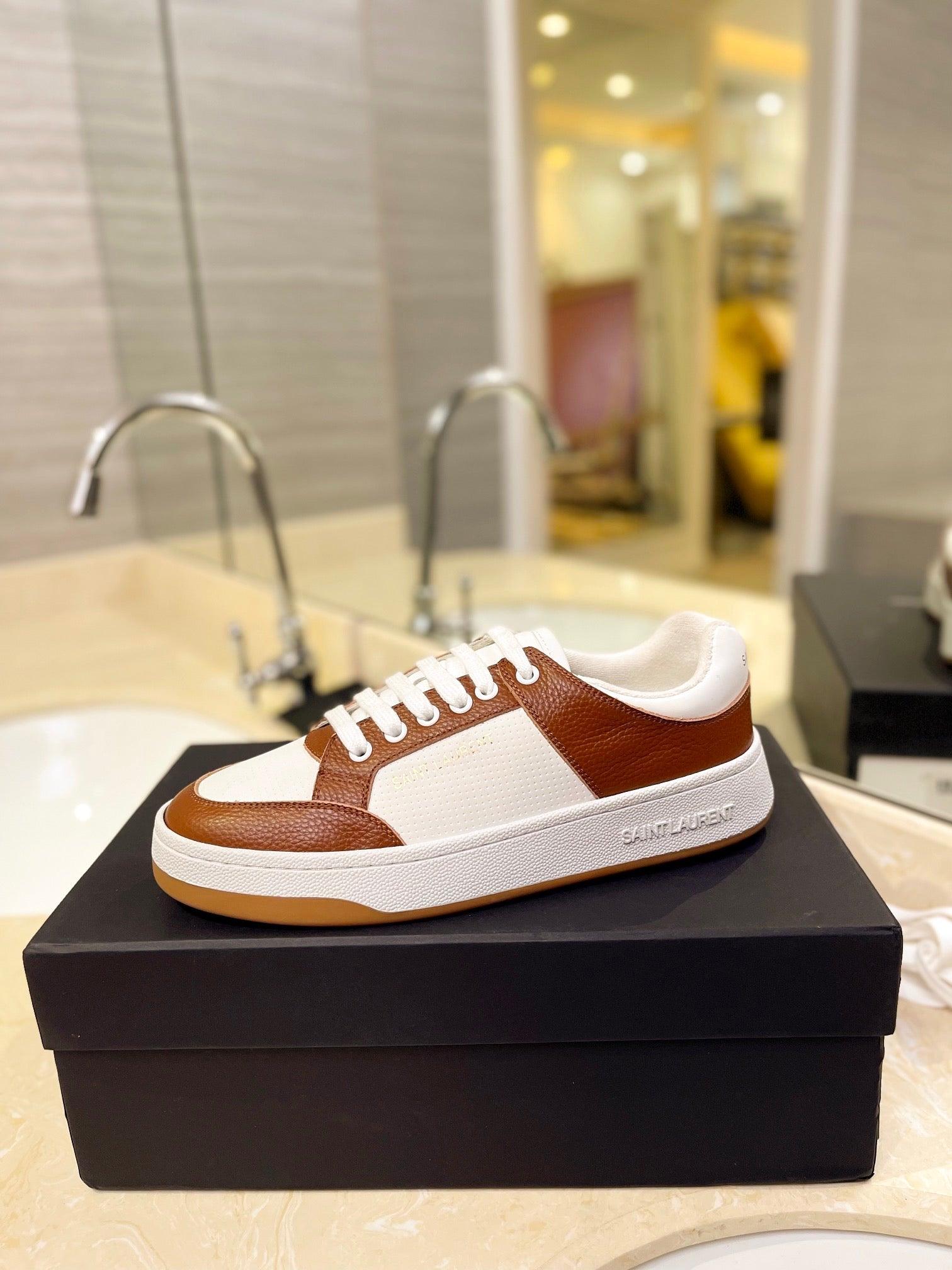 VSL Brown and White Leather Sneakers-166 - tntwear1