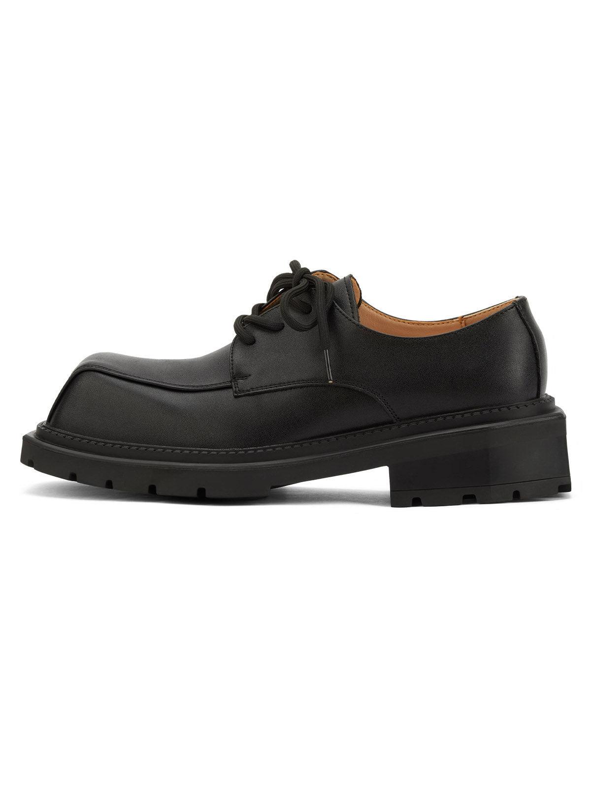 Black Square Toe Leather Shoes - 2119 - tntwear1