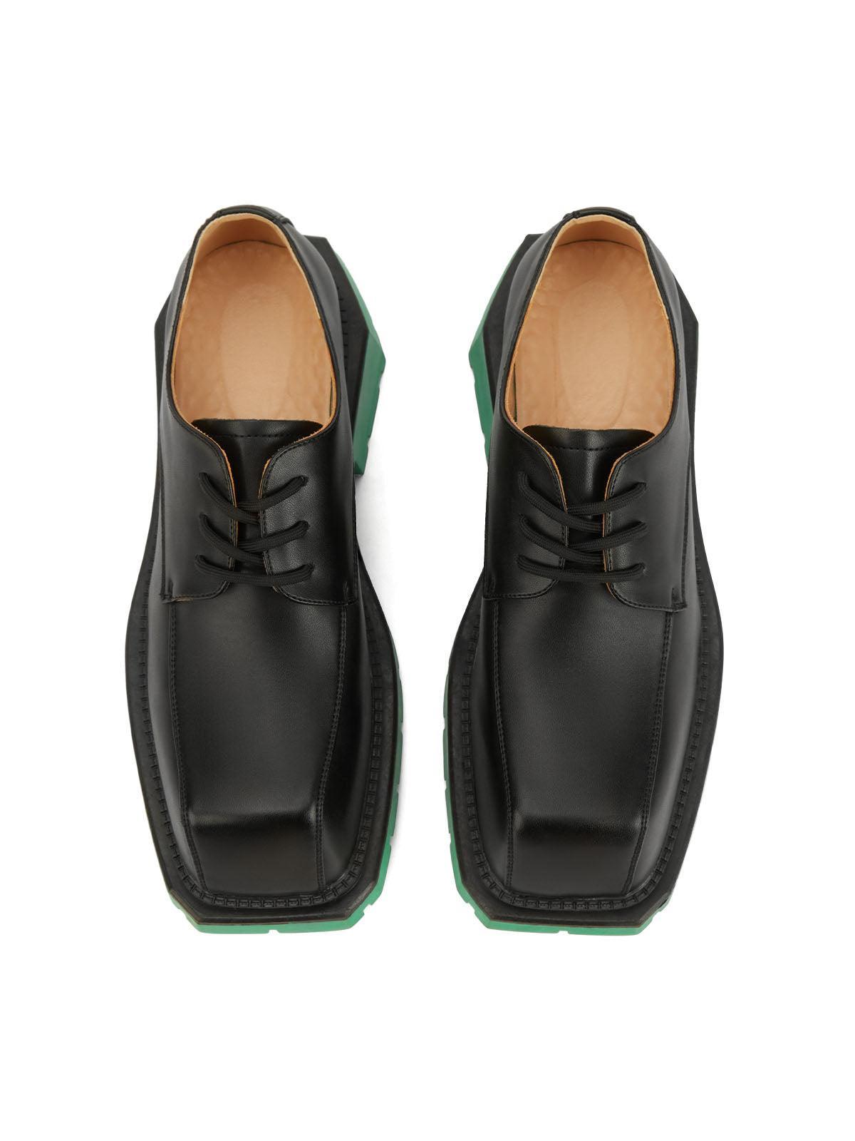 Black Square Toe Leather Shoes - 2119 - Tntwear