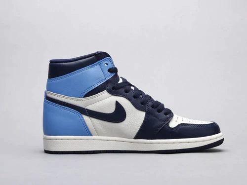 Custom Blue Black White Jordan 1 High Q AJ1 Obsidian UNISEX ( Customs And Box ), Jordan 1 Sneakers FREE SHIPPING WITH FEDEX - tntwear1